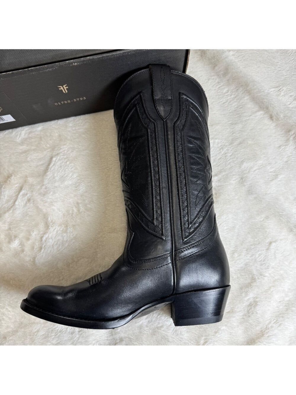 Frye Rosalind Braid Leather Wester Boot size 6 Black - Picture 3 of 12